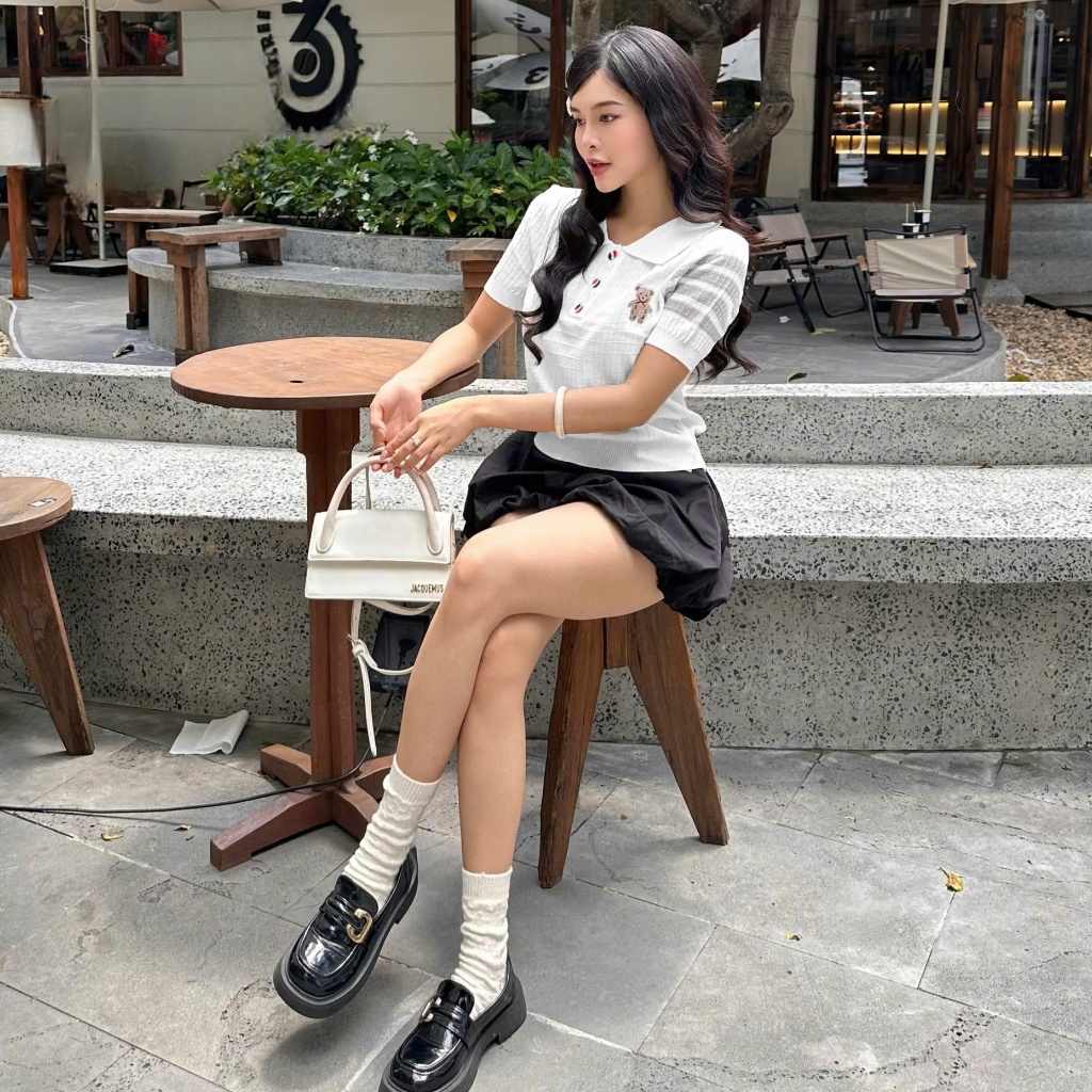 Áo Len Mirage Trắng Sọc Tay Local Brand Chất Len Mongtoghi Mềm Mịn Thoáng Mát.