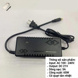 Sạc pin 5s 21v 3A loại xịn có quạt tản nhiệt đầy pin tự ngắt có báo đèn khi sạc