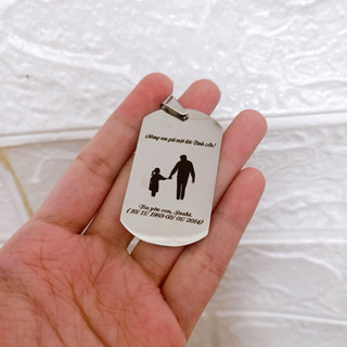 Dây chuyền inox mặt hình thẻ bài dogtag khắc chữ hình theo yêu cầu không gỉ CR02