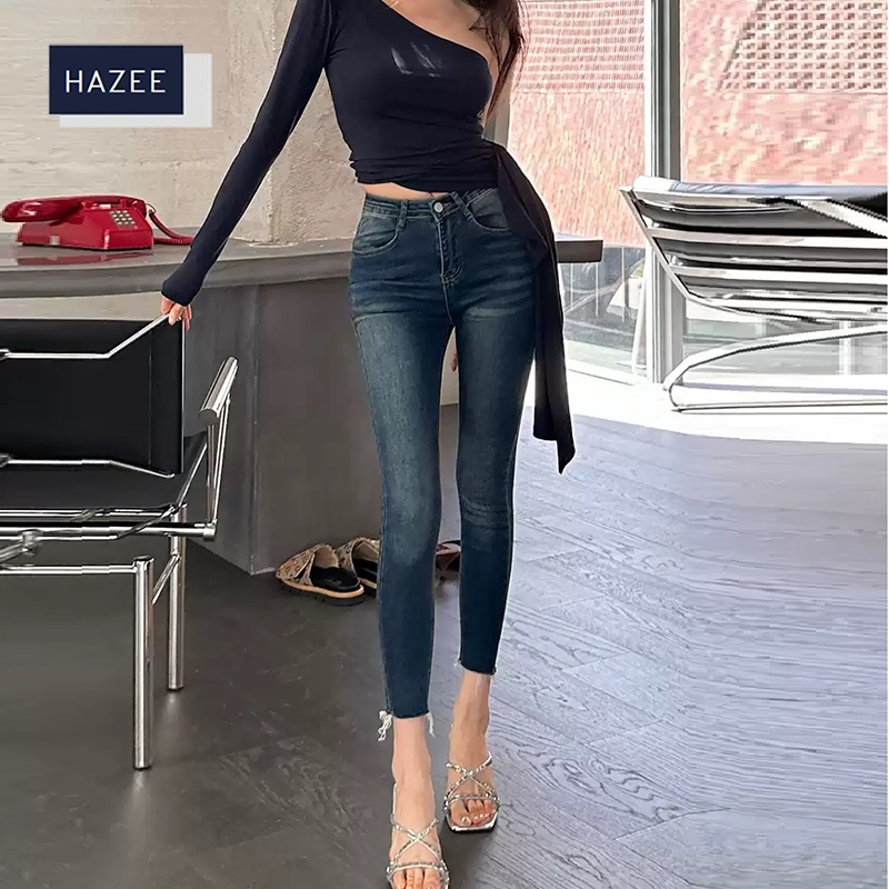 Quần Jeans SKINNY nữ dáng ôm cạp cao co giãn HAZEE
