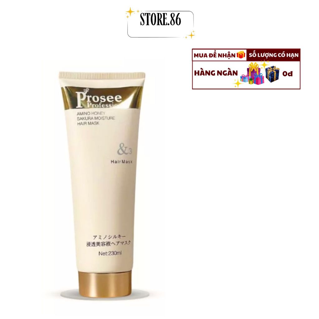 Hấp Tóc Prosee Profession Amino Honey Sakura 230ml PT1/PT2/PT3 | Dưỡng Tóc Mềm Mượt, Bổ Sung Độ Ẩm