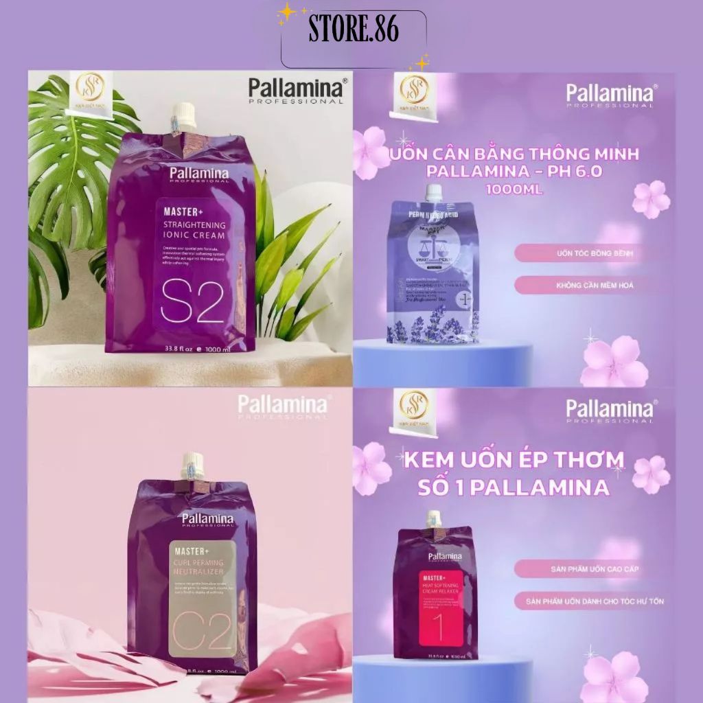 Thuốc Uốn - Duỗi Ép Tóc PALLAMINA NEW 1000ml  uốn giúp tóc xoăn bóng mềm mại mượt mà