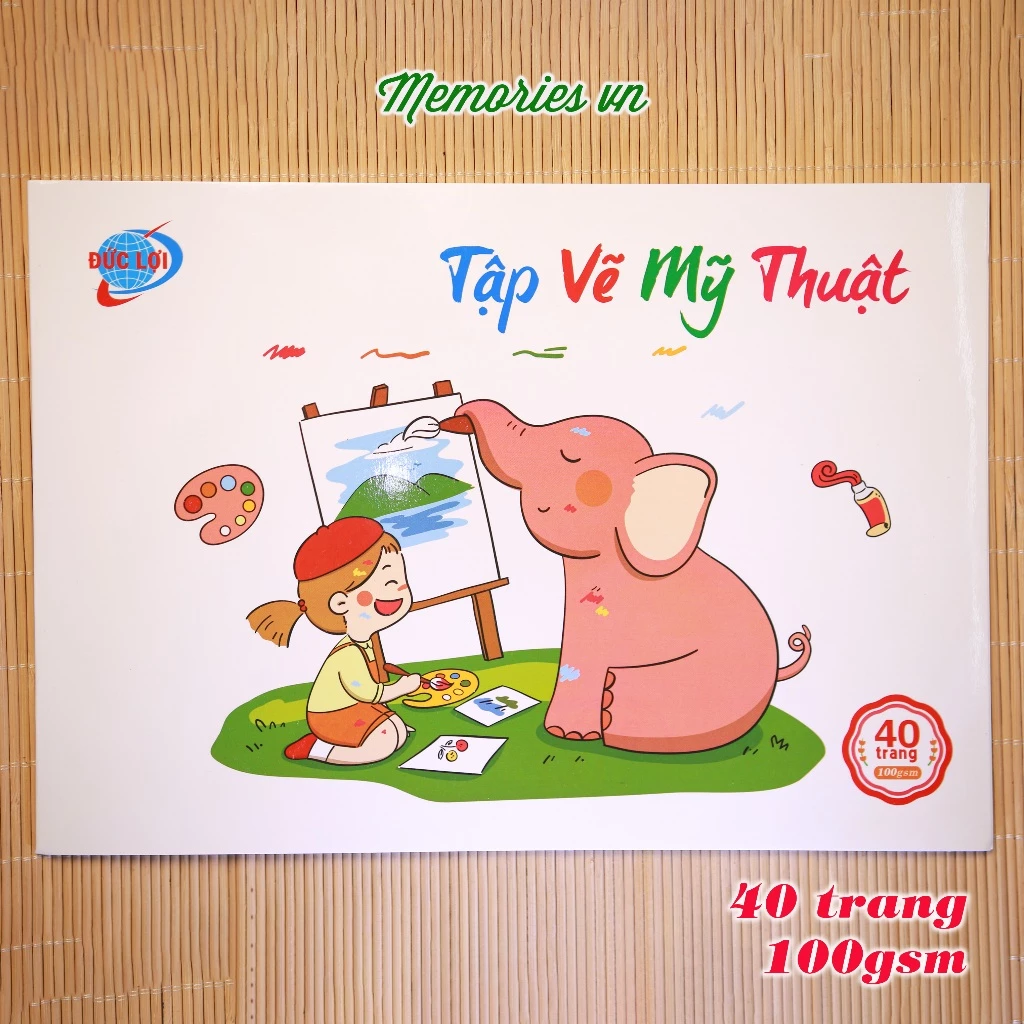 Tập vẽ Mỹ Thuật A4 100gsm 40 trang (20 tờ), vở vẽ cho trẻ em, học sinh, tô màu sáp dầu, bút chì màu,