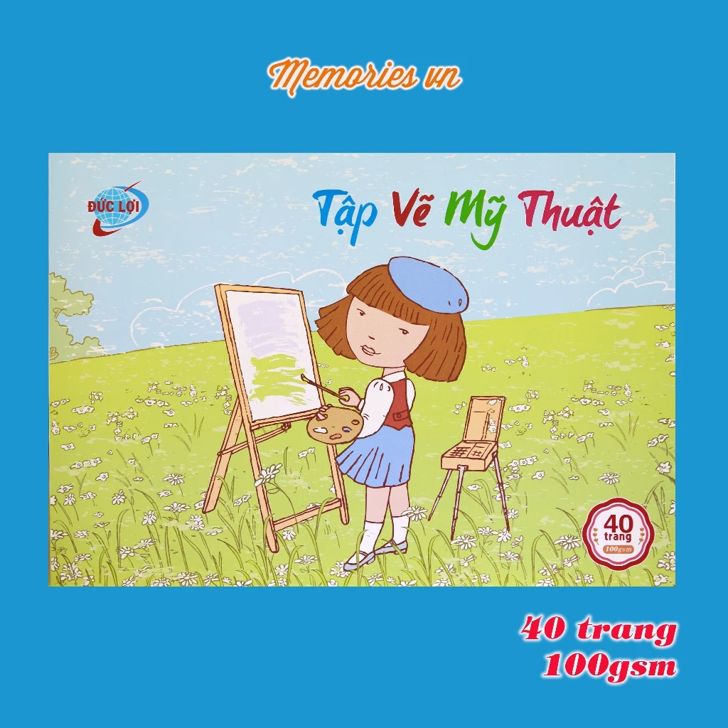 Tập vẽ Mỹ Thuật A4 100gsm 40 trang, vở giấy vẽ trẻ em, học sinh, hoạt hình, Doraemon Mickey tô màu,