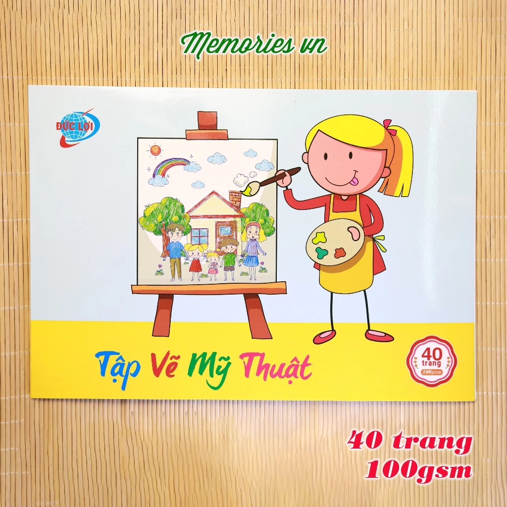 Tập vẽ Mỹ Thuật A4 100gsm 40 trang (20 tờ), vở tập vẽ cho trẻ em, học sinh, tô màu sáp dầu, bút chì