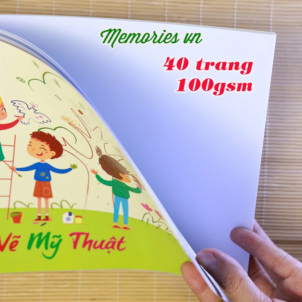 Tập vẽ Mỹ Thuật A4 100gsm 40 trang (20 tờ), vở vẽ cho trẻ em, học sinh, tô màu sáp dầu, bút chì màu,