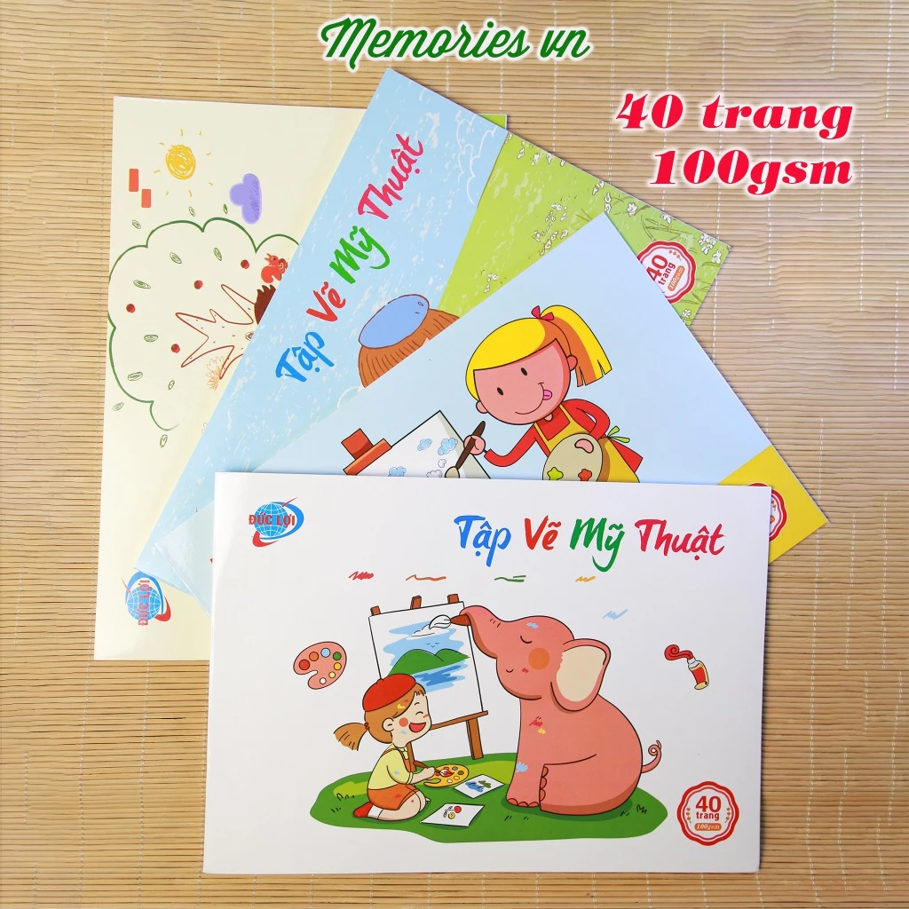 Tập vẽ Mỹ Thuật A4 100gsm 40 trang (20 tờ), vở vẽ cho trẻ em, học sinh, tô màu sáp dầu, bút chì màu,
