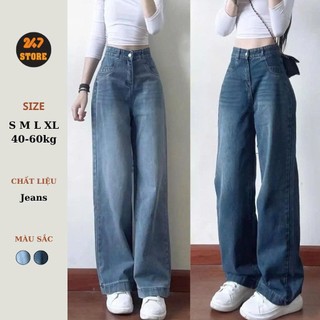 Quần Jeans Ống Suông Trơn Basic Form Rộng Dáng Đẹp Đi Học Đi Chơi