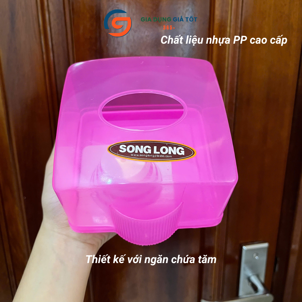 Hộp giấy ăn nhựa có lò xo, hộp đựng giấy ăn để bàn kèm lỗ tăm, gọn nhẹ cho quán cơm, nhà hàng
