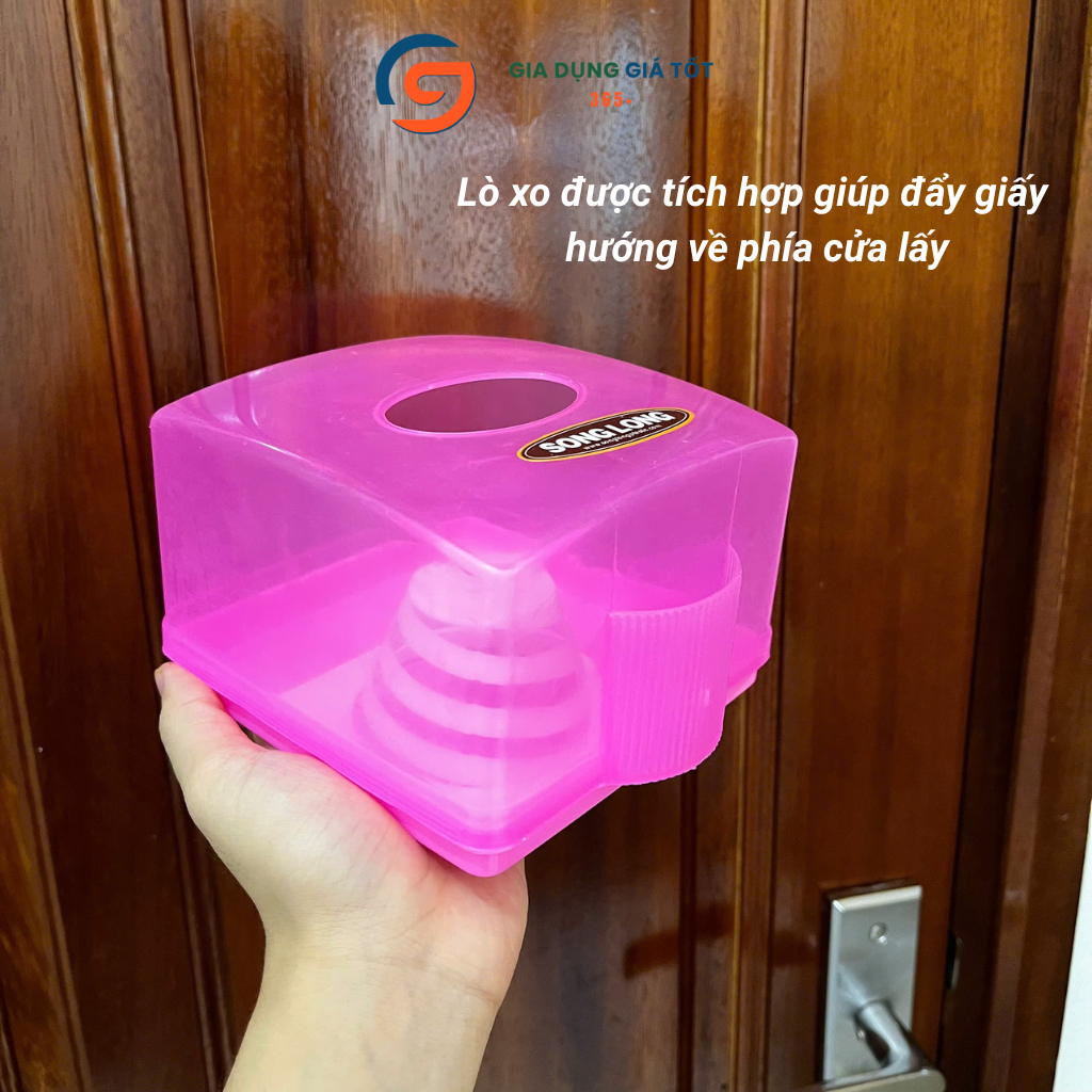 Hộp giấy ăn nhựa có lò xo, hộp đựng giấy ăn để bàn kèm lỗ tăm, gọn nhẹ cho quán cơm, nhà hàng