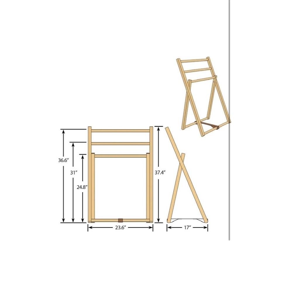 [TV-K008] Giá treo khăn chữ a 3 tầng Thông Việt Decor gỗ thông tự nhiên, thiết kế đơn giản thanh lịch