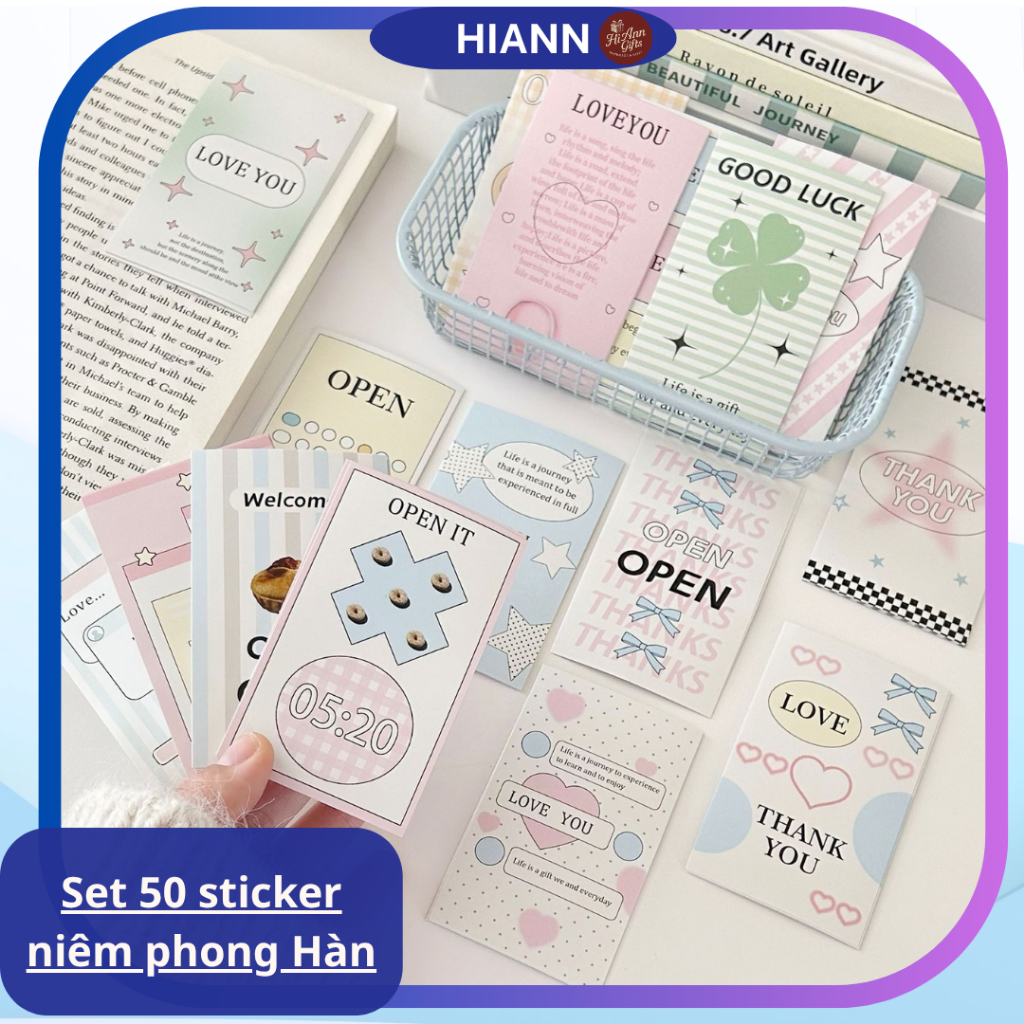 Set 50 Sticker Niêm Phong Vintage Hàn Quốc – Giấy Dán Trang Trí Sổ Tay ...