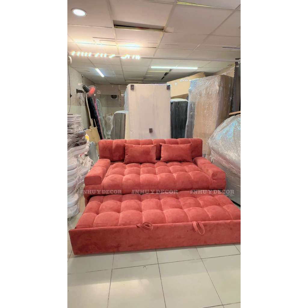 sofa giường kéo NHU Y DECOR size 1m8 x 1m8 sẵn hàng giao hỏa tốc chất vải chống thấm hoặc chất da chống trầy