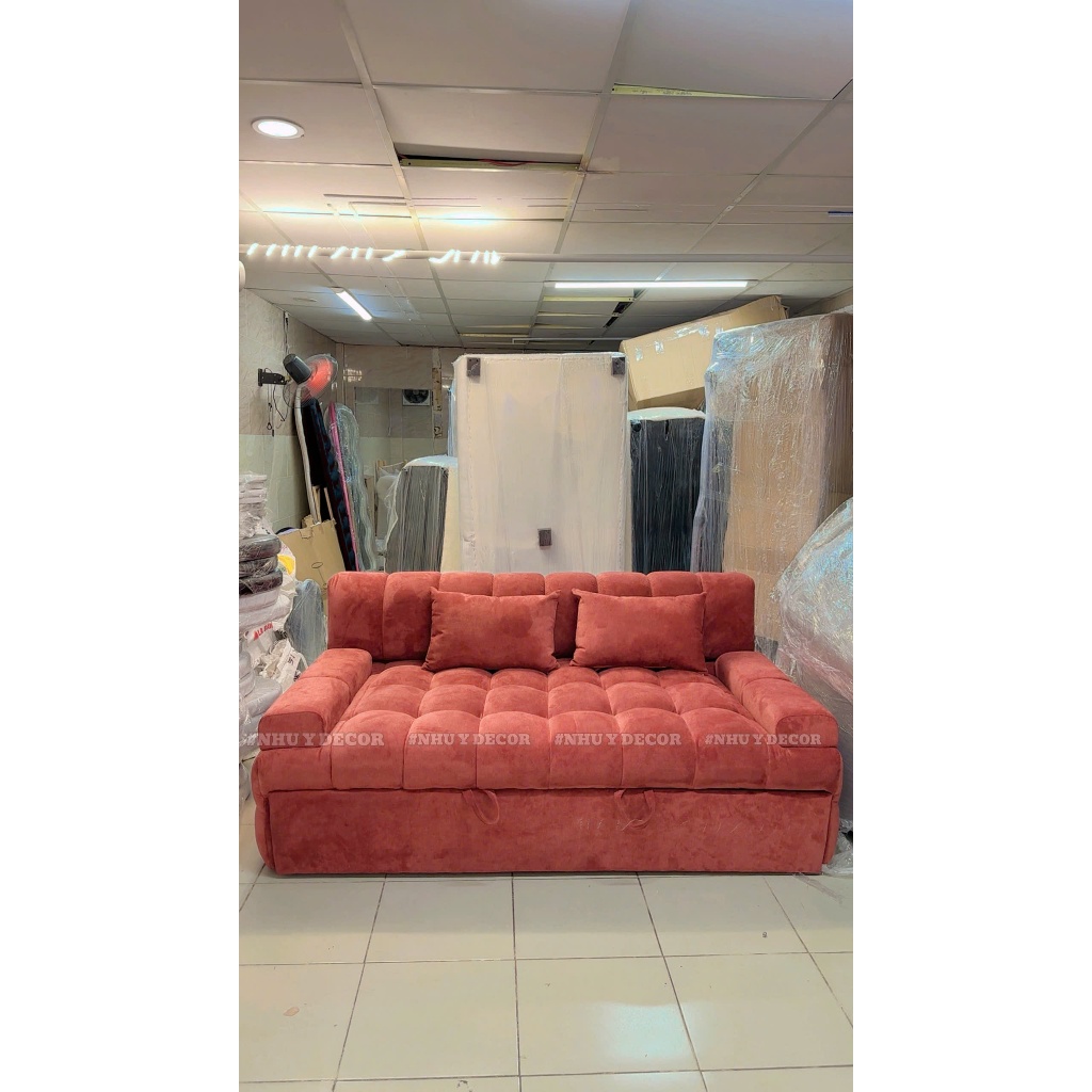 sofa giường kéo NHU Y DECOR size 1m8 x 1m8 sẵn hàng giao hỏa tốc chất vải chống thấm hoặc chất da chống trầy