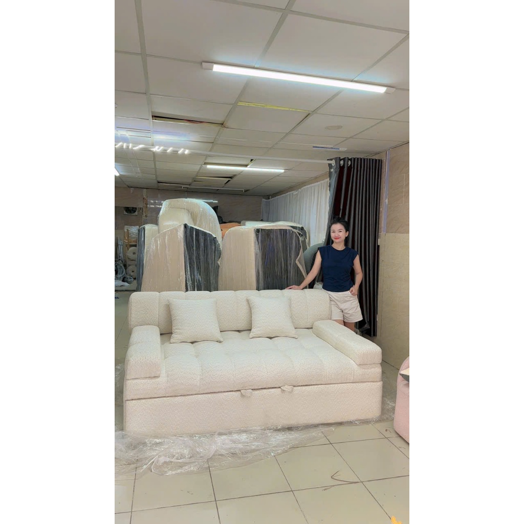 sofa giường kéo NHU Y DECOR size 1m8 x 1m8 sẵn hàng giao hỏa tốc chất vải chống thấm hoặc chất da chống trầy