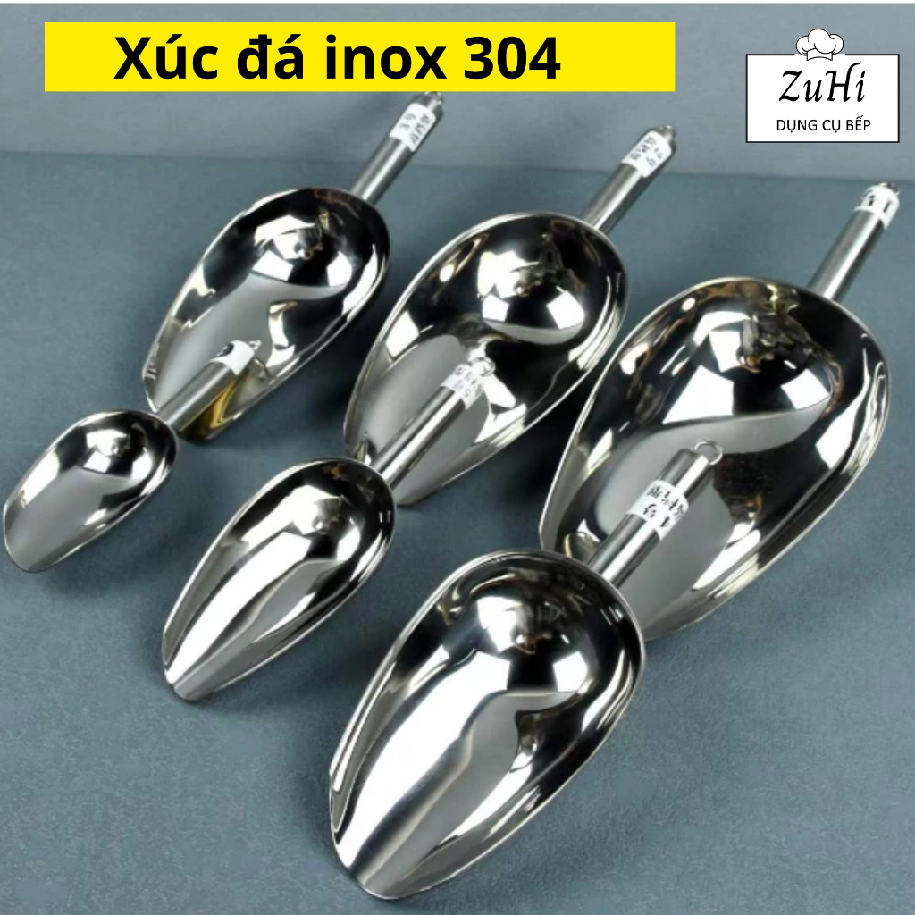 Xúc đá inox 304, muỗng xúc đá inox pha chế loại dày đẹp không gỉ tay ...