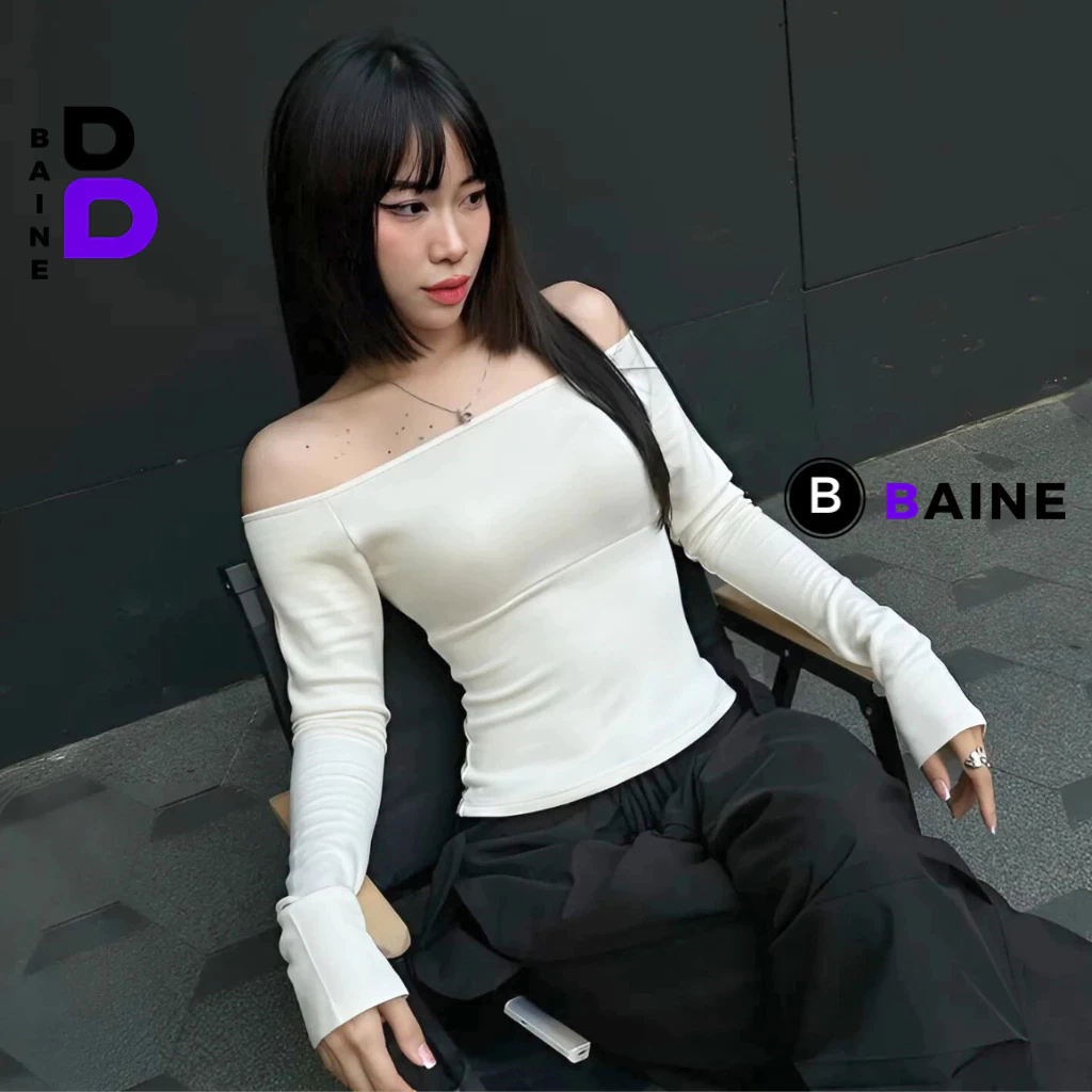 Áo Thun Nữ Ôm Body TAY DÀI TRỄ VAI BORIP LỤA Dáng Dài DD157, Áo Bẹt Vai Gợi Cảm Kiểu Trơn BAINE | BigBuy360 - bigbuy360.vn