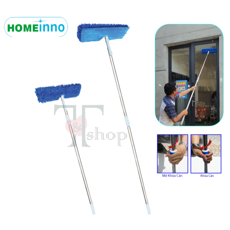 [HOẢ TỐC] Cây Lau Đa Năng Lau Ô Tô, Lau Tường, Lau Xe Buýt, Lau Nhà Homeinno Cao Cấp Cán Thu Ngắn 90cm Dài Ra 140cm
