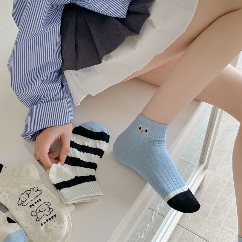 Vớ Tất nữ thêu đôi mắt cổ ngắn siêu dễ thương, xinh xắn
