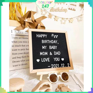 Bảng Gỗ 25x25cm Ghép Tên + Kèm Bộ Chữ Số Trang Trí Sinh Nhật Cho Bé, Người Lớn, Phong Cách Hàn Quốc