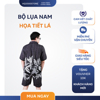 BỘ LỤA NAM CAO CẤP HỌA TIẾT LÁ – SƠ MI NGẮN TAY + QUẦN SHORT – MÁT NHẸ, PHONG CÁCH, MẶC LÀ NỔI BẬT