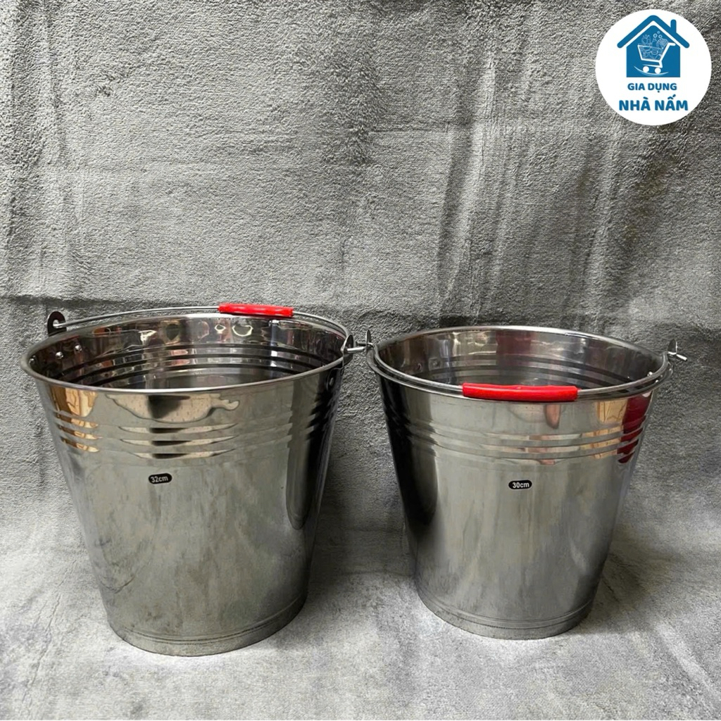 Xô inox 10 lít, 12 lít có quai đựng nước, đựng đá, ướp đồ lạnh ...