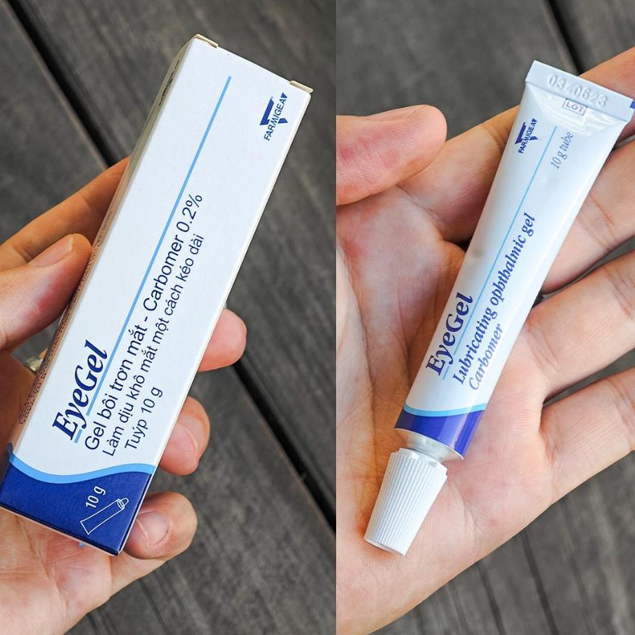 EyeGel - Gel bôi trơn mắt CARASE, Gel làm dịu khô mắt và bảo vệ mắt kéo dài tuýp 10g