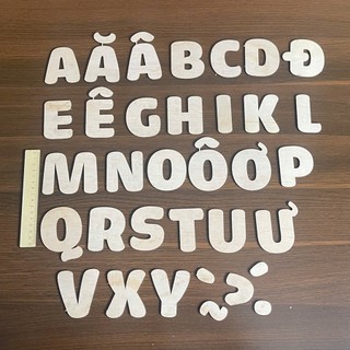 Bộ Khuôn Chữ Cái In Hoa Bằng Gỗ Cho Bé Ghép Chữ - Bảng Chữ Cái Cao 7cm Cho Bé Học Chữ