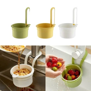 Giỏ Treo Bồn Rửa Chén Bát Đa Năng Có Lỗ Thoát Nước, Rổ Lọc Rác Thức Ăn Thừa Nhấn Đổ Tiện Lợi