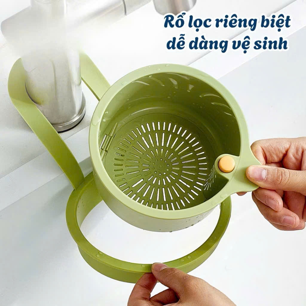 Giỏ Treo Bồn Rửa Chén Bát Đa Năng Có Lỗ Thoát Nước, Rổ Lọc Rác Thức Ăn Thừa Nhấn Đổ Tiện Lợi