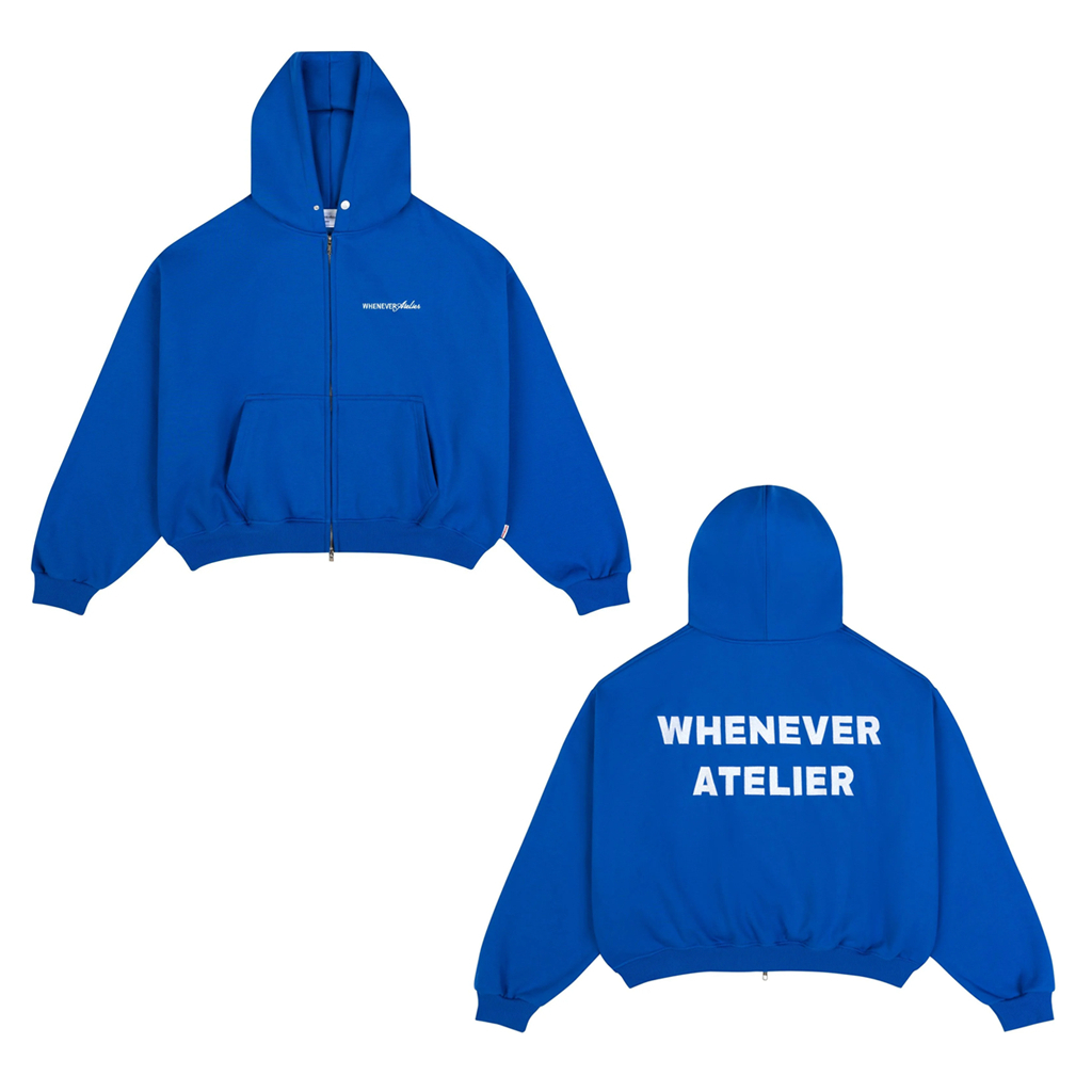 WHENEVER Áo Hoodie Zip WHENEVER ATELIER BASIC-UP Vải Nỉ Bông Form