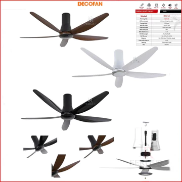 Quạt trần 5 cánh FERGUS 801,quạt trần 5 cánh động cơ DC điều khiển 6 số,sải cánh rộng 1m50