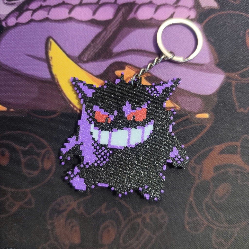 Móc Khóa Pokemon Gengar Phong Cách Pixel Art in 3D