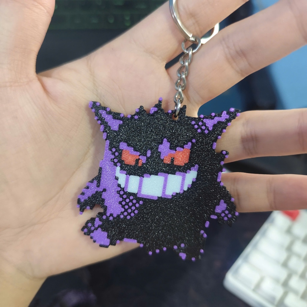 Móc Khóa Pokemon Gengar Phong Cách Pixel Art in 3D
