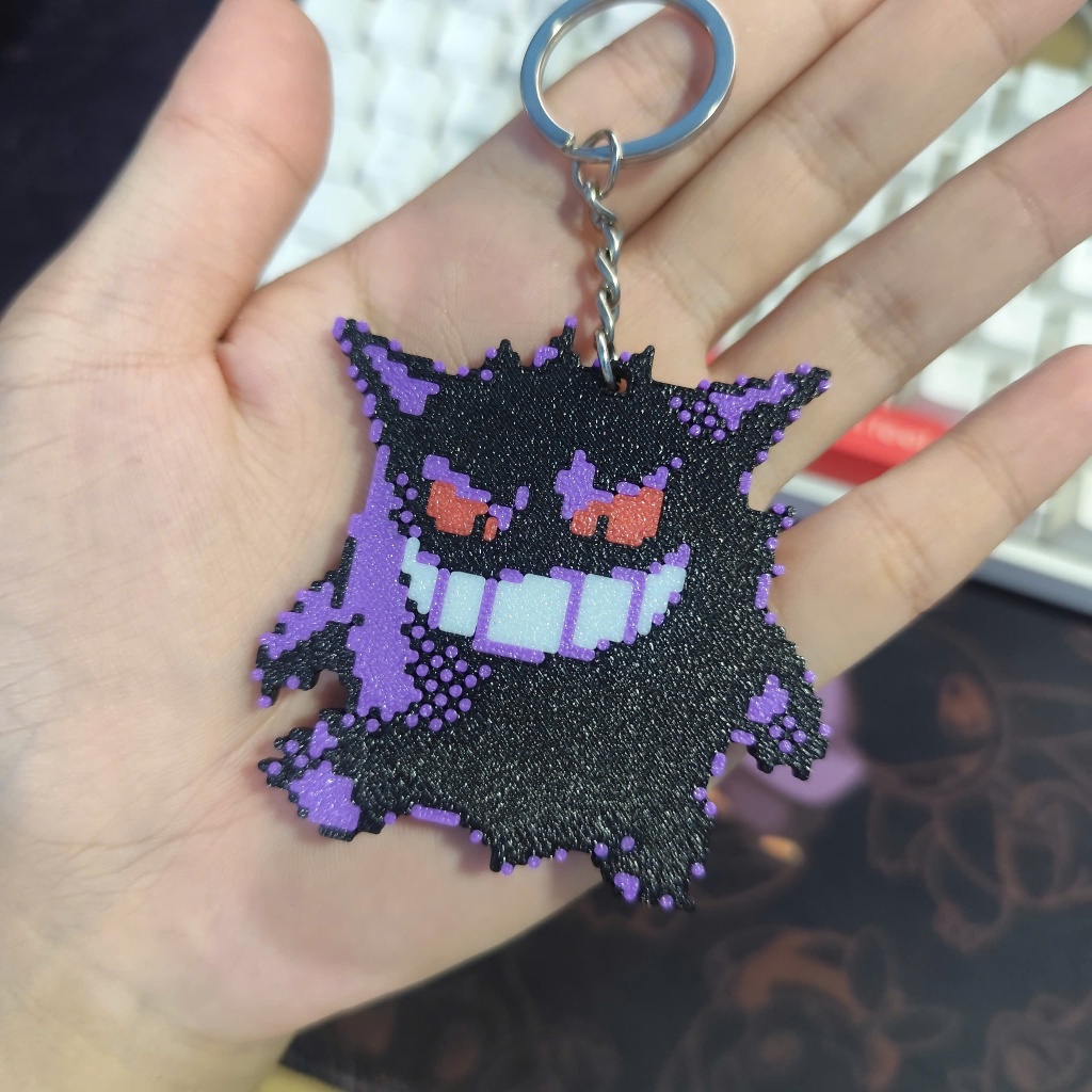 Móc Khóa Pokemon Gengar Phong Cách Pixel Art in 3D