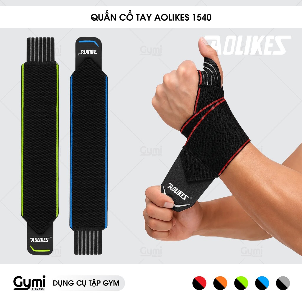 [1 Đôi] Băng Quấn Bảo Vệ Cổ Tay Aolikes A-1540 - Dây Quấn Xỏ Ngón Tập Gym Đàn Hồi - AL1540