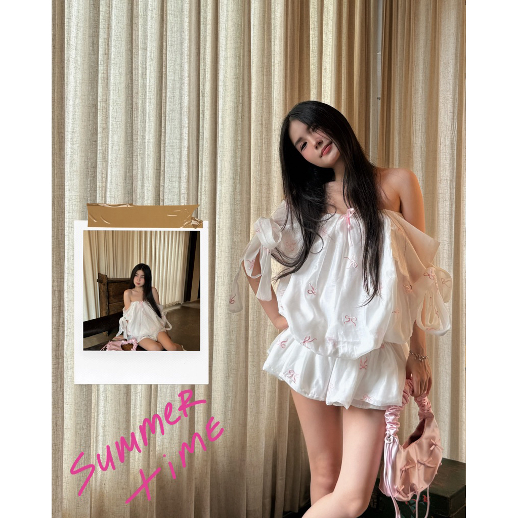 🎀𝗠𝗶𝗻𝗮 𝗗𝗿𝗲𝘀𝘀-Váy hè tơ mềm thêu nơ tay bồng thắt nơ điệu cho nữ - BRAND BY FAIRY 🧚🏻(TẶNG KÈM QUẦN BẢO HỘ)