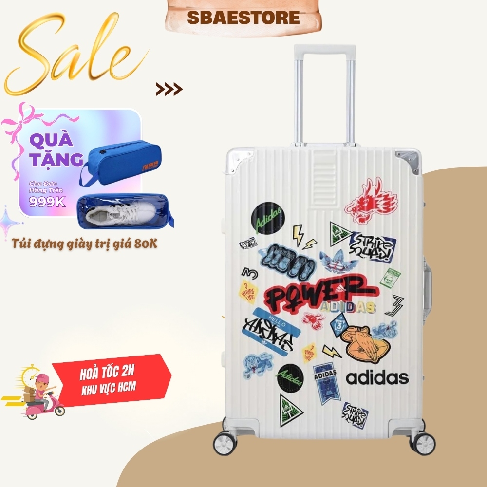 [Sbaestore] Vali Adidas sticker màu trắng sữa size 20 - 28 Cao cấp khoá ...