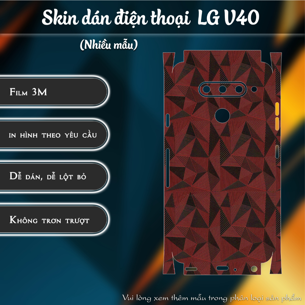 Skin 3M dán LG V40 | Miếng dán Film 3M vân nổi | Sticker dán điện thoại custom theo yêu cầu
