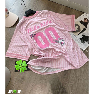 QCL1 Áo thun kitty kẻ hồng cổ tim siêu hot, xinh xỉu chuẩn Momo xịn sò (Freesz)