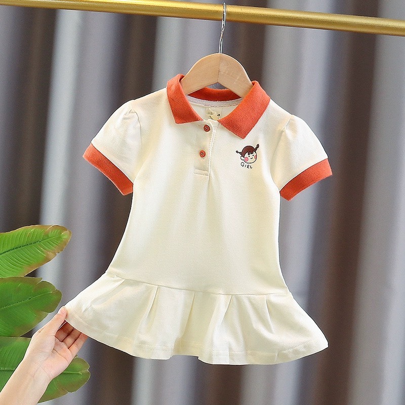 Váy cổ bẻ GIRL đuôi cá chất liệu cotton thoáng mát dành cho bé gái từ 9-35 kg