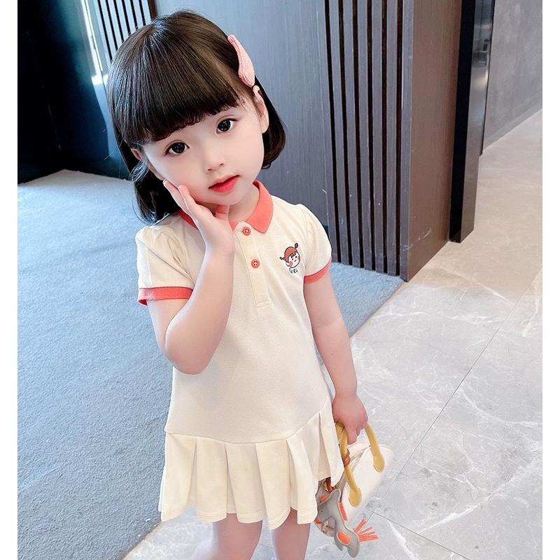 Váy cổ bẻ GIRL đuôi cá chất liệu cotton thoáng mát dành cho bé gái từ 9-35 kg