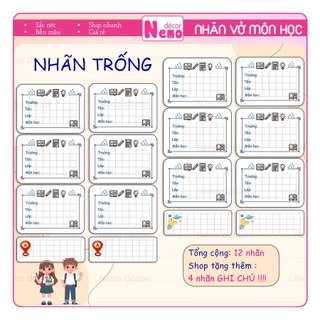 Nhãn Vở Môn Học Pastel LỚP 3, Nhãn Dán CẤP 1 Sắc Màu Xinh Xắn Gồm 24 Nhãn Vở Kèm 8 Nhãn Gáy/Note Mini.