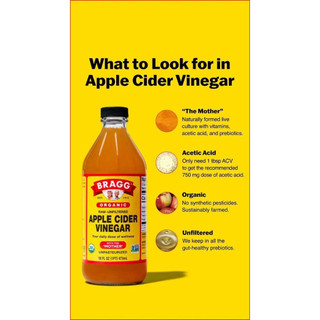 Giấm táo hữu cơ Bragg Organic Raw Apple Cider Vinegar có con giấm