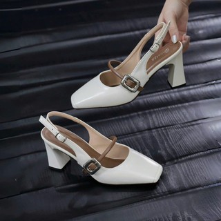 Giày sandal cao gót mũi vuông gót vuông 5P và 7P  Khóa màu bạc chắc chắn , êm chân Giày Bánh Bèo mã Sandalkhoabac
