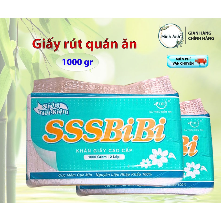 [ XUẤT VAT ]  Giấy rút ( 10cm x 10cm ) quán ăn SSSBIBI 1000gr (2 lớp) (Màu : xanh lá )