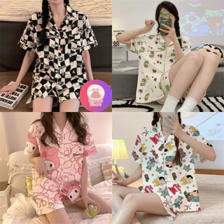 Bộ Ngủ Nữ Mặc Nhà Họa Tiết Xinh Xắn, Set Pijama Áo Kèm Quần Form Rộng Dành Cho Nữ