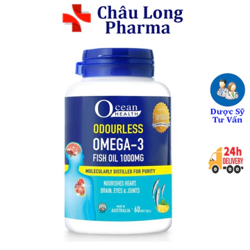 Ocean Health Omega-3 Fish Oil 1000mg viên dầu cá tự nhiên giúp bổ mắt , trí não , xương khớp
