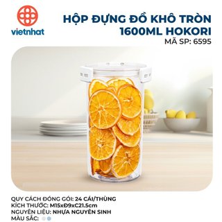 Hộp đựng đồ khô, ngũ cốc, trái cây trong suốt nắp kín nhiều dung tích Hokori Việt Nhật ms: 6590/6591/6592/6593/6594/6595