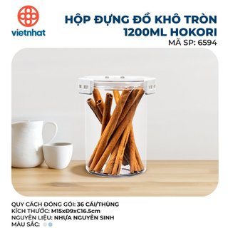 Hộp đựng đồ khô, ngũ cốc, trái cây trong suốt nắp kín nhiều dung tích Hokori Việt Nhật ms: 6590/6591/6592/6593/6594/6595